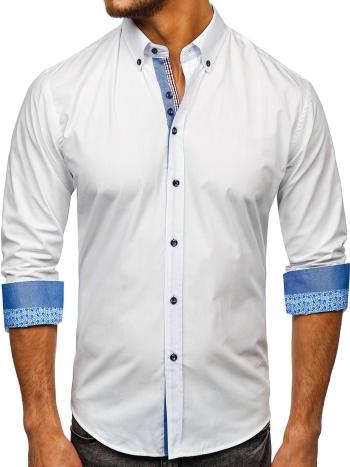Biela pánska elegantná košeľa s dlhými rukávmi Bolf 8838-1
