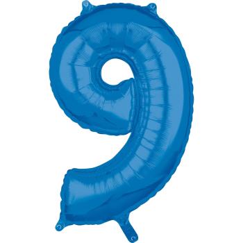 Amscan Fóliový balón narodeninové číslo 9 modrý 66cm