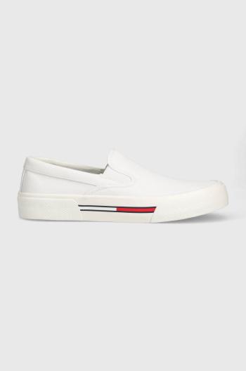 Tenisky Tommy Jeans SLIP ON CANVAS COLOR pánske, biela farba, EM0EM01156