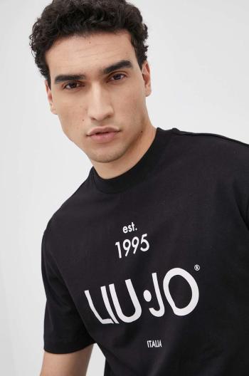 Bavlnené tričko Liu Jo čierna farba, s potlačou