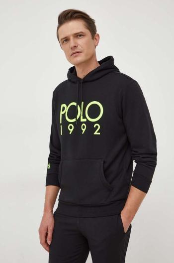 Mikina Polo Ralph Lauren pánska,čierna farba,s kapucňou,s potlačou,710926979