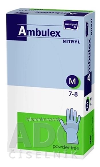 Ambulex rukavice NITRYL veľ. M, biele, krátke, nesterilné, nepudrované, 1x100 ks