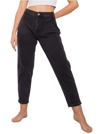 Tmavosivé voĺné "mom" džínsy s nariasením pri vreckách vel. 32