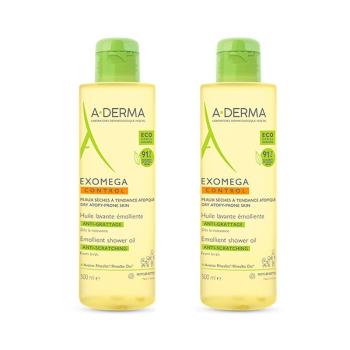 A-Derma Exomega Control zvláčňujúci sprchový olej 2 x 500 ml darčeková sada