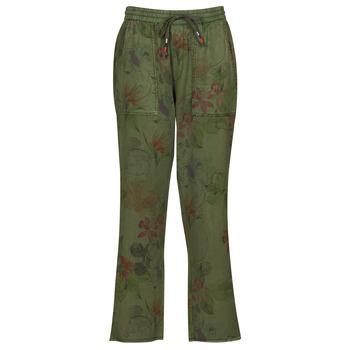 Desigual  Nohavice päťvreckové PANT_MICKEY CAMO FLOWERS  Kaki