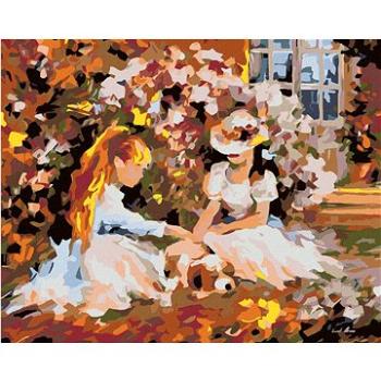 Maľovanie podľa čísel – Dievčatá v záhrade a šteňa (HRAmal00239nad)