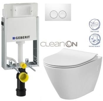 GEBERIT KOMBIFIXBasic vr. bieleho tlačidla DELTA 21 + WC CERSANIT CLEANON CITY 110.100.00.1 21BI CI1