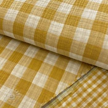 Dvojitá gázovina/mušelín Double sided CHECKS MINI ochre