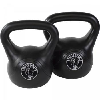 Gorilla Sports Súprava kettlebell činka plast, 14 kg, 16 kg