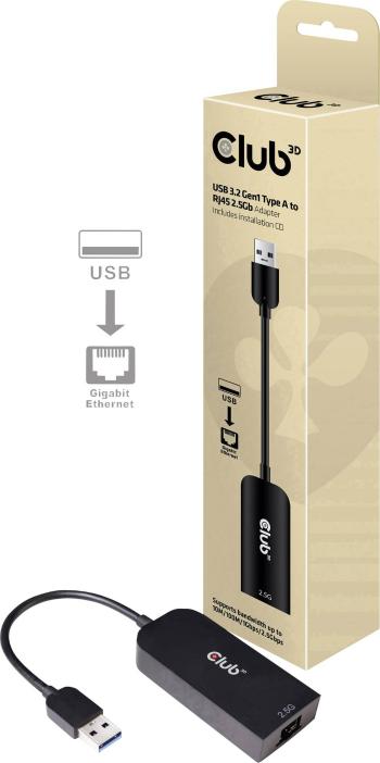 club3D CAC-1420 sieťový adaptér 2.5 GBit/s USB 3.2 (Gen 1x1), RJ45