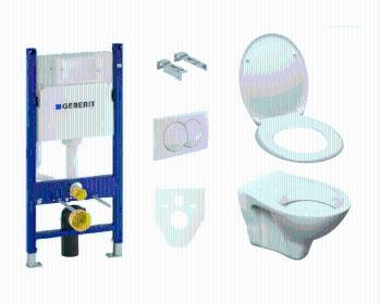 Závesný set WC S-line + modul Geberit Duofix s tlačidlom Delta 20 biele SIKOGES5D0