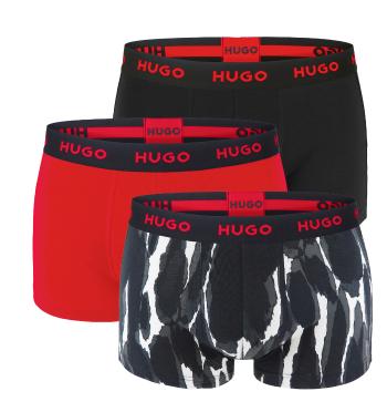 HUGO - boxerky 3PACK cotton stretch black & red with color shapes - limitovaná fashion edícia (HUGO BOSS)-L (90-98 cm)