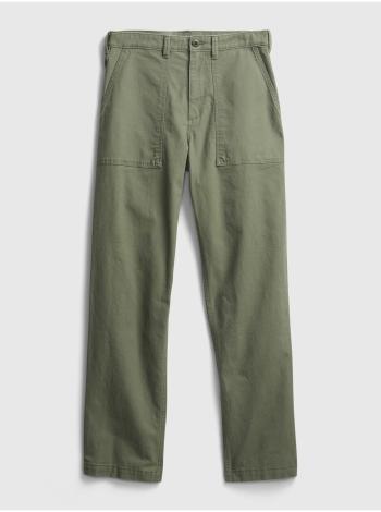 Nohavice utility pants in straight fit with GapFlex Zelená