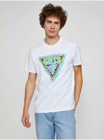 Guess biele pánske tričko Brushed Triangle