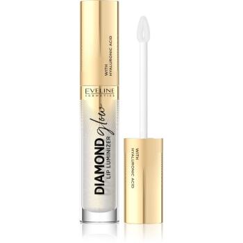 Eveline Cosmetics Diamond Glow trblietavý lesk na pery s kyselinou hyalurónovou odtieň 07 Golden Dust 4,5 ml