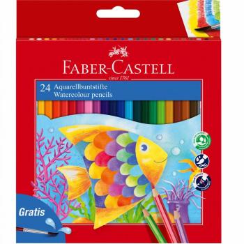 FABER-CASTELL PASTELKY AKVARELOVE SET 24 FAREBNE + STETEC V PAP.KRAB.