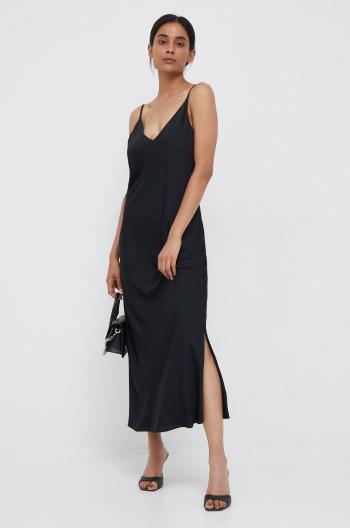 Šaty Calvin Klein čierna farba, maxi, priliehavá