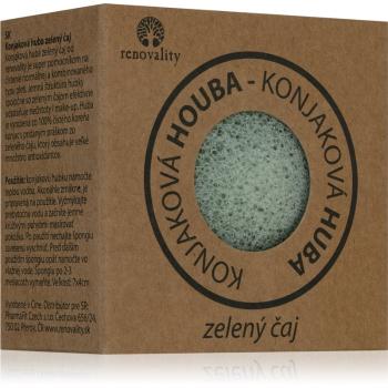 Renovality Konjaková huba zelený čaj čistiaca hubka proti nedokonalostiam pleti 7x4 cm