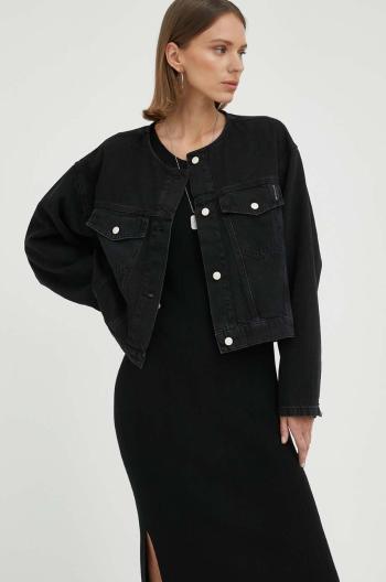 Rifľová bunda Marc O'Polo DENIM dámska, čierna farba, prechodná, oversize