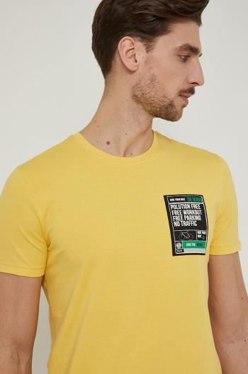 Tričko Medicine pánsky, žltá farba, s potlačou
