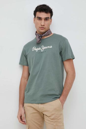 Bavlnené tričko Pepe Jeans Eggo zelená farba, s potlačou