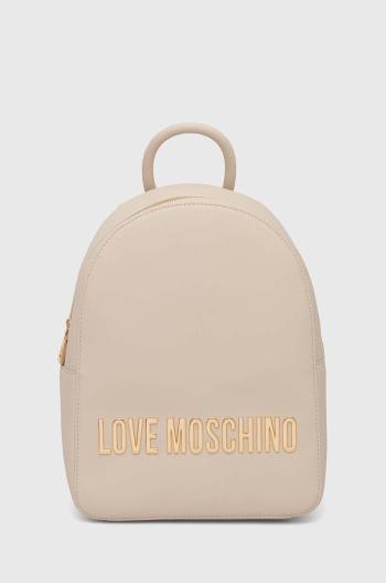 Ruksak Love Moschino dámsky, béžová farba, malý, s nášivkou, JC4193PP1LKD0000