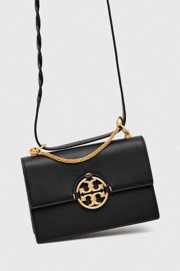 Kožená kabelka Tory Burch čierna farba