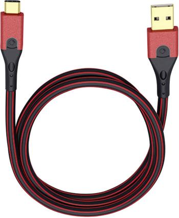 USB 3.0 prepojovací kábel [1x USB 3.0 zástrčka A - 1x USB-C ™ zástrčka] 50.00 cm červená/čierna pozlátené kontakty Oehlb