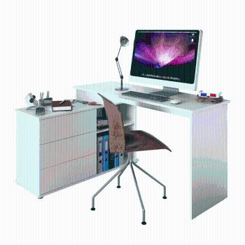Univerzálny rohový PC stôl, biela, TERINO