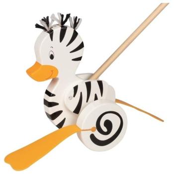 Tahací zvieratko na tyči Goki - Zebrie kačička Push along zebra-duck