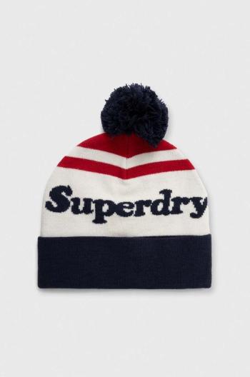 Čiapka Superdry tmavomodrá farba, z tenkej pleteniny