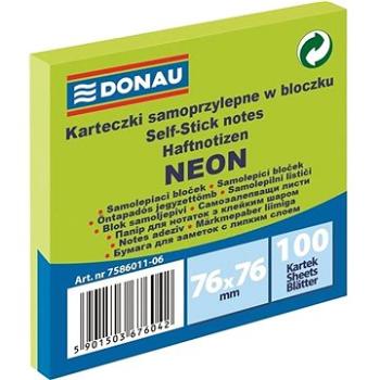 DONAU 76 × 76 mm, 100 lístkov, neón zelený (7586011-06)