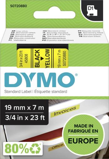 páska do štítkovača  DYMO D1 45808  Farba pásky: žltá Farba písma:čierna 19 mm 7 m