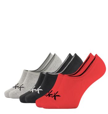 CALVIN KLEIN - 3PACK big logo CK red combo pánske neviditeľné ponožky-UNI