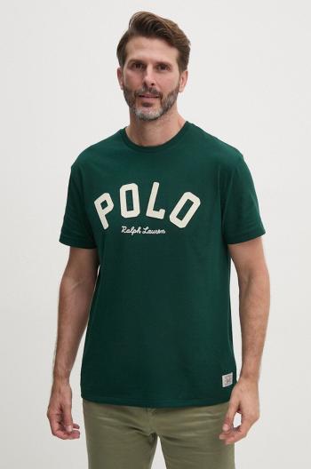 Bavlnené tričko Polo Ralph Lauren pánske, zelená farba, s nášivkou, 710952043