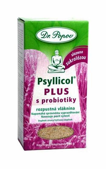 Dr. Popov PSYLLICOL PLUS s probiotikami rozpustná vláknina s príchuťou lesných jahôd 100 g