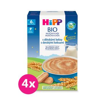 4x HiPP BIO Kaša mliečna na dobrú noc s detskými keksami od 6. mesiaca, 250 g