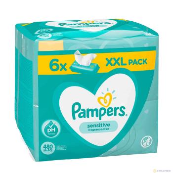 PAMPERS WIPES 480KS (6X80) SENSITIVE