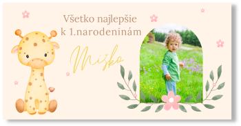 Narodeninový banner s fotkou - Žirafa Rozmer banner: 130 x 260 cm