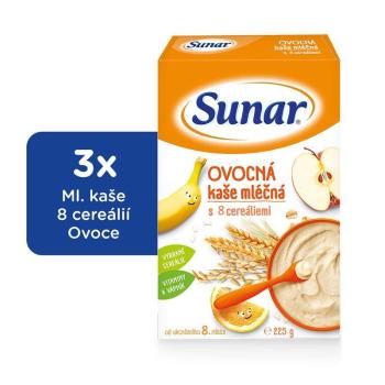 3x SUNAR Ovocná kašička (225 g) - mléčná kaše