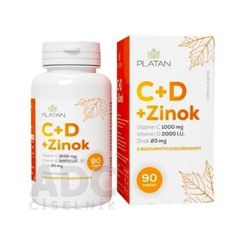 PLATAN Vitamín C + D + Zinok