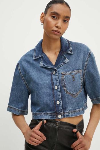 Rifľová košeľa Moschino Jeans dámska, voľný strih, s klasickým golierom, 0202.8224