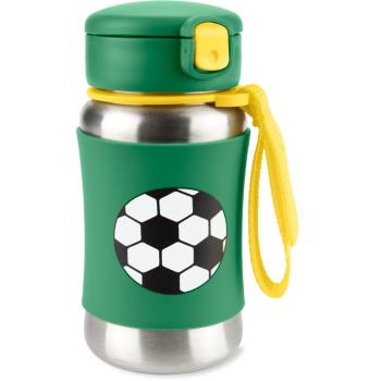 Skip Hop Spark Style Straw Bottle fľaša na vodu z nehrdzavejúcej ocele s rúrkou Fotbal 12 m+ 350 ml