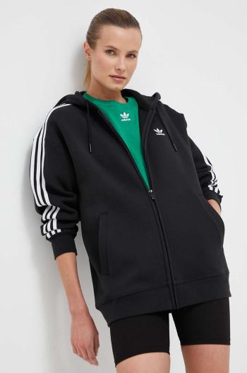 Mikina adidas Originals dámska, čierna farba, s kapucňou, s nášivkou