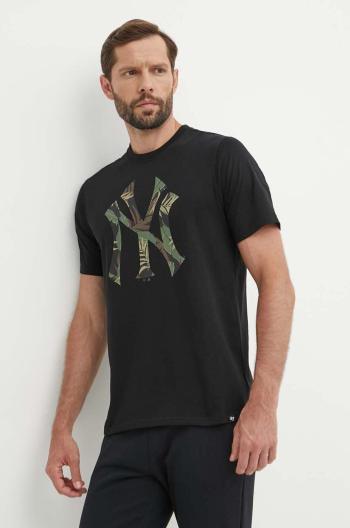 Bavlnené tričko 47 brand MLB New York Yankees pánske, čierna farba, s potlačou, BB017TEMECH610489JK