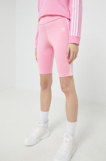 Šortky adidas Originals dámske, ružová farba, s nášivkou, vysoký pás