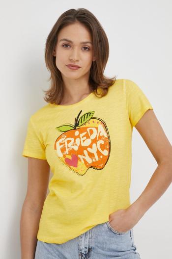 Bavlnené tričko Frieda & Freddies žltá farba,
