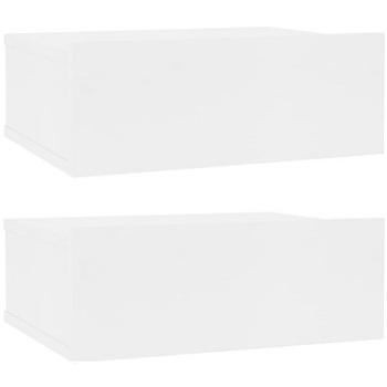 Nástenné nočné stolíky, 2 ks, biele, 40 x 30 x 15 cm, drevotrieska (800307)