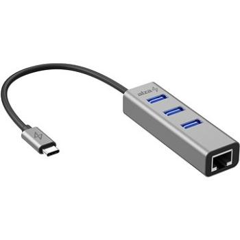 AlzaPower AluCore USB-C (M) na 3× USB-A (F) s LAN vesmírno-sivá (APW-HCA3AL1Y)