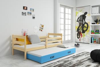 BMS Detská posteľ s prístelkou ERYK 2 | borovica Farba: Borovica / modrá, Rozmer.: 190 x 80 cm